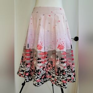 Japanese Cherry blossom 🌸 Print || Pink Midi Skirt || Size M